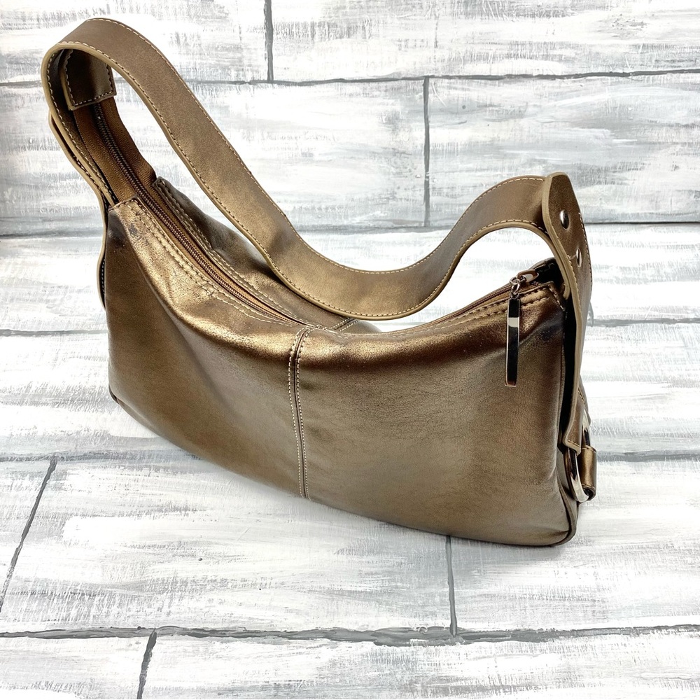 Studio Works Bronze Metallic Copper Hobo Handbag Leather Shoulder Bag Purse - Picture 2 of 15